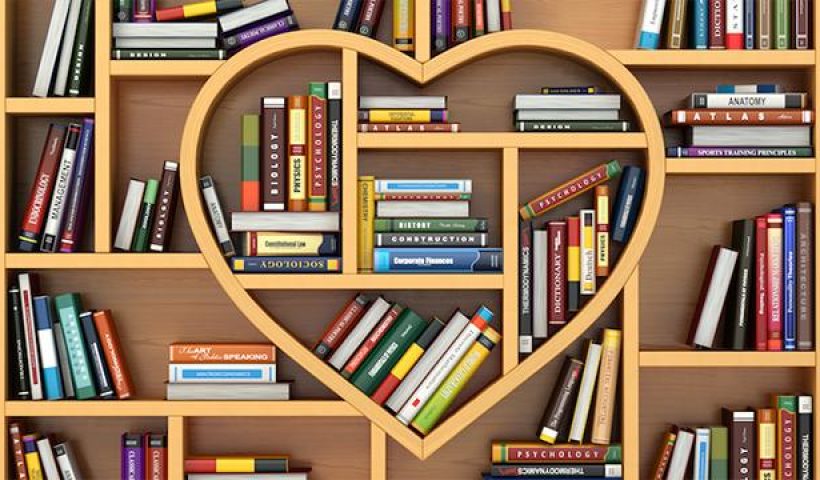 bookshelf in the shape of a heart